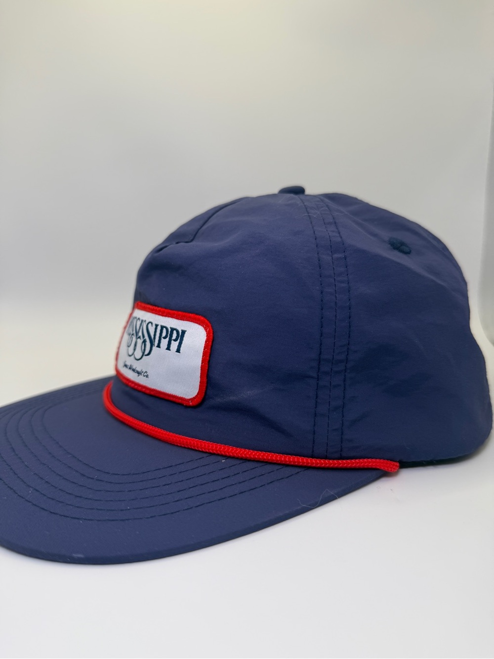 Ole Miss Mississippi Rope Hat Navy Red 5 Panel Snapback Cap Vintage 80s Inspired - Picture 3 of 10